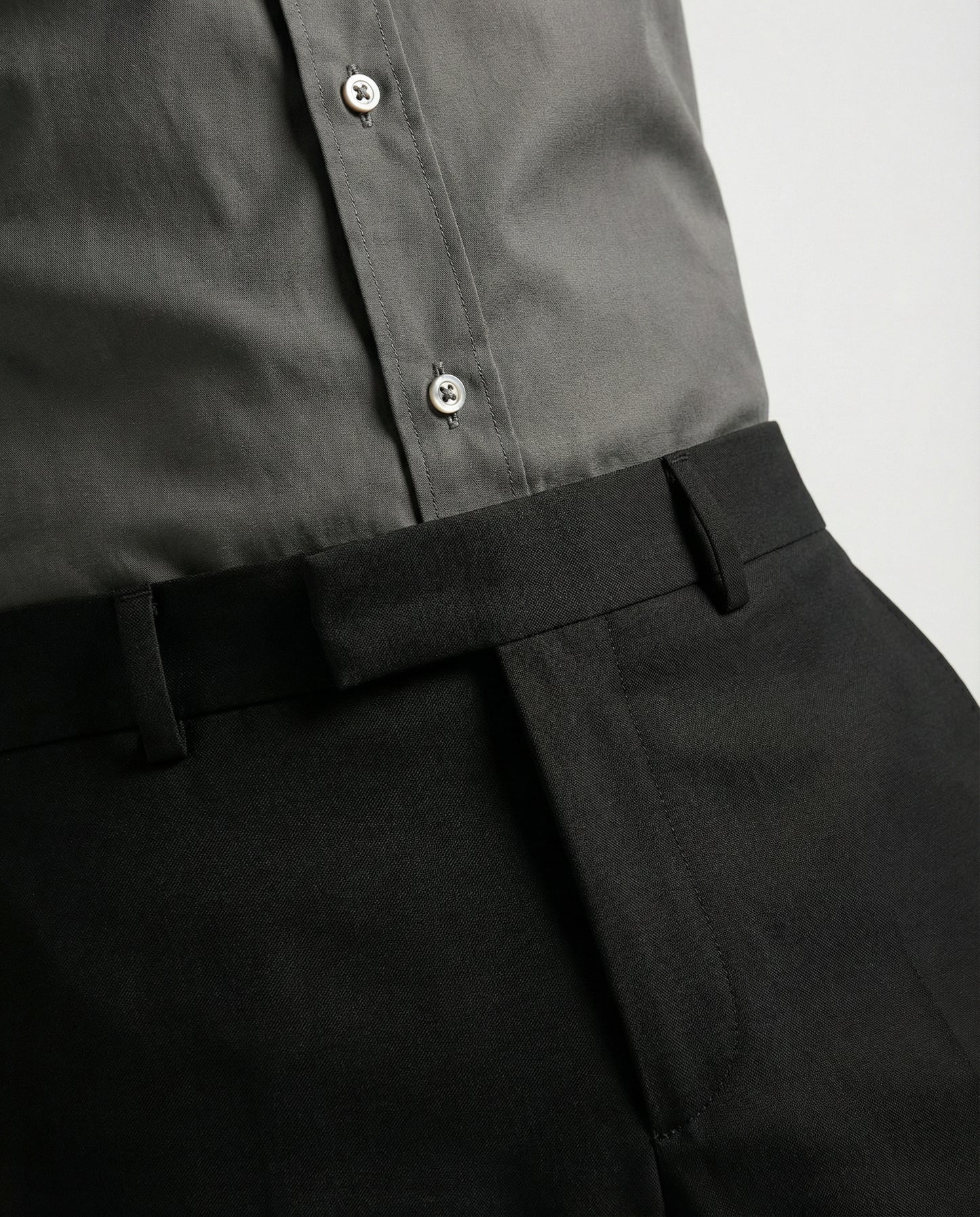 Men’s Hard Coal Formal Shirt with Black Tailored Trousers – Premium Office Wear Set