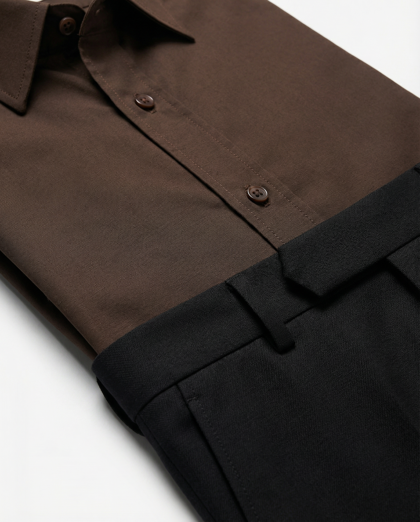 Men’s Bistre Formal Shirt with Black Tailored Trousers – Premium Office Wear Set