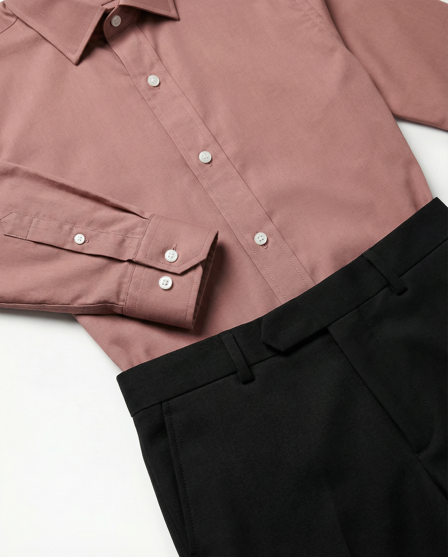 Men’s Safari Brown Formal Shirt with Black Tailored Trousers – Premium Office Wear Set