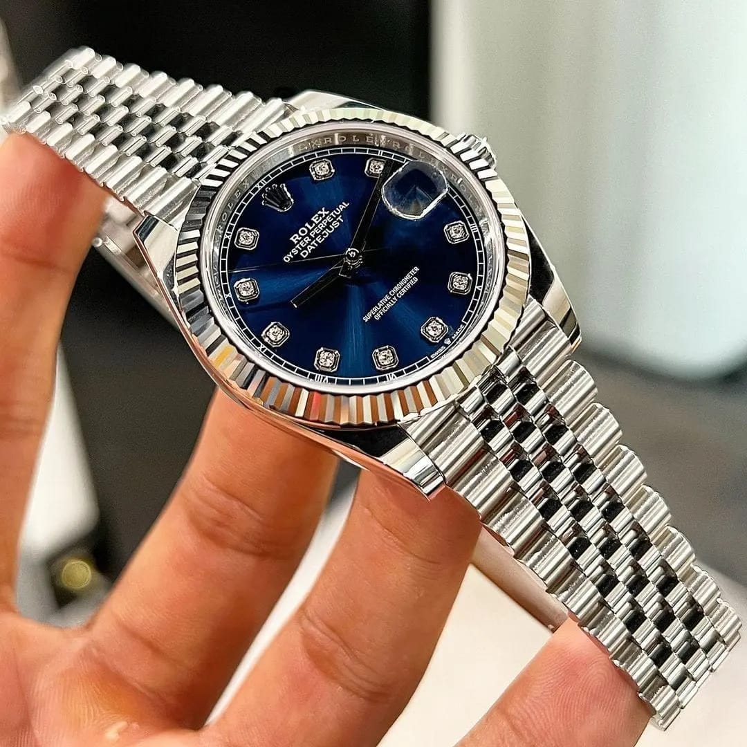 Premium Datejust Automatic Watch – Royal Blue Diamond Edition