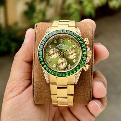 Premium Cosmograph Chronometer Watch – Gold Baguette Edition