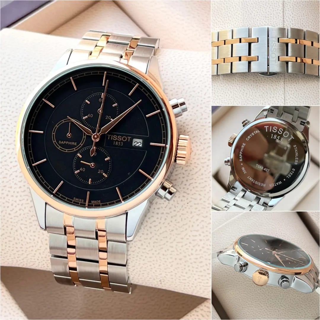 Premium Classic Chronograph Watch – Swiss Style Two-Tone Edition