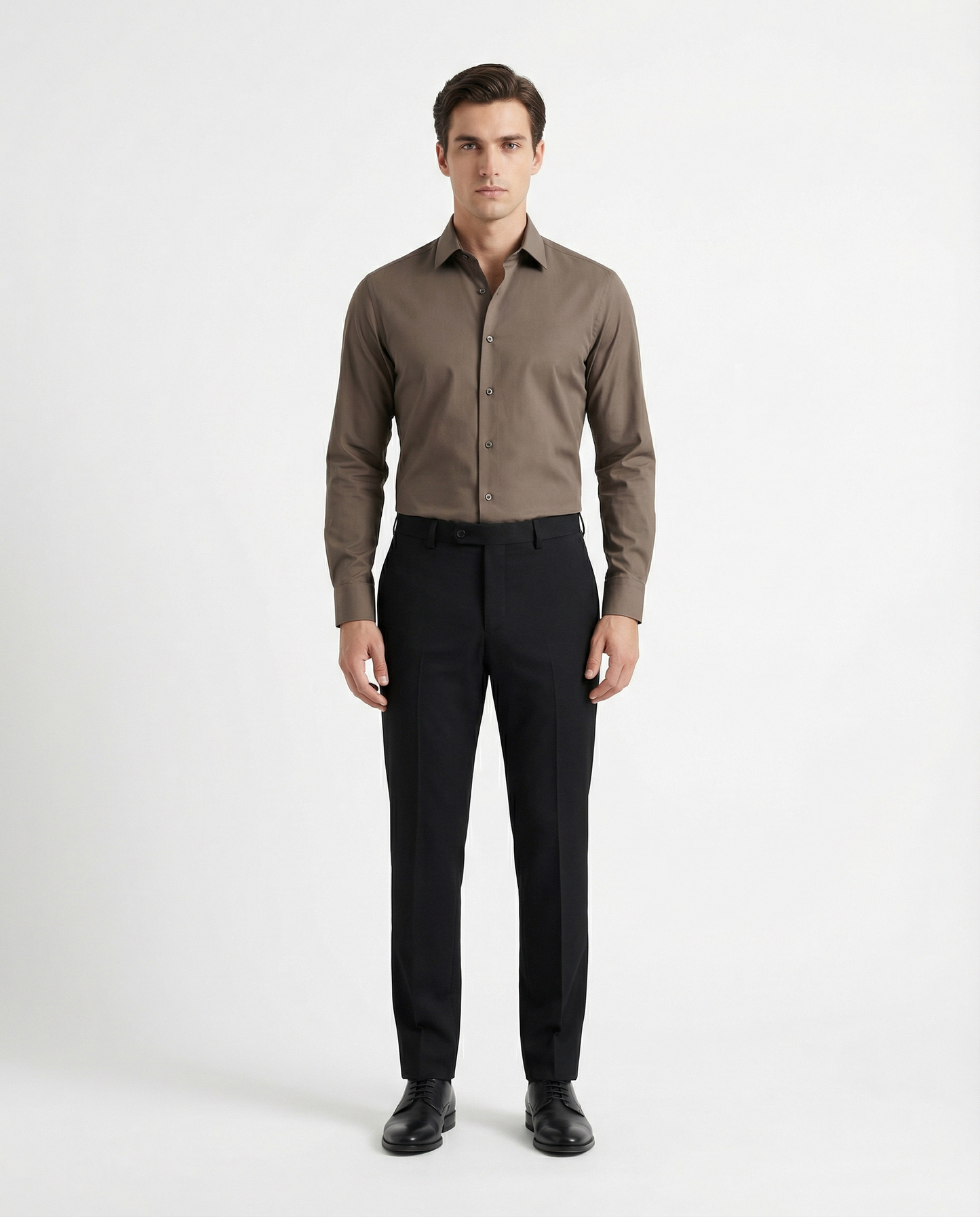 Men’s Brainstorm Bronze Formal Shirt with Black Tailored Trousers – Premium Office Wear Set