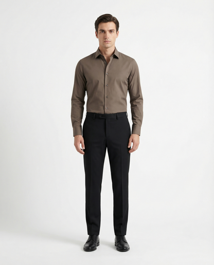 Men’s Brainstorm Bronze Formal Shirt with Black Tailored Trousers – Premium Office Wear Set