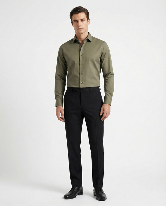 Men’s Gully Formal Shirt with Black Tailored Trousers – Premium Office Wear Set
