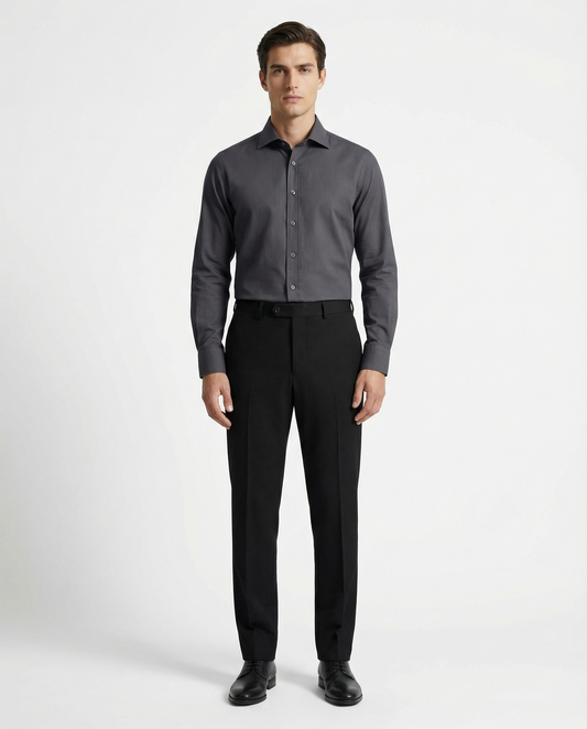 Men’s Black Is Back Formal Shirt with Black Tailored Trousers – Premium Office Wear Set