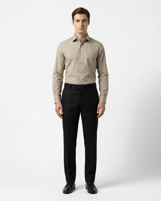 Men’s Bland Formal Shirt with Black Tailored Trousers – Premium Office Wear Set