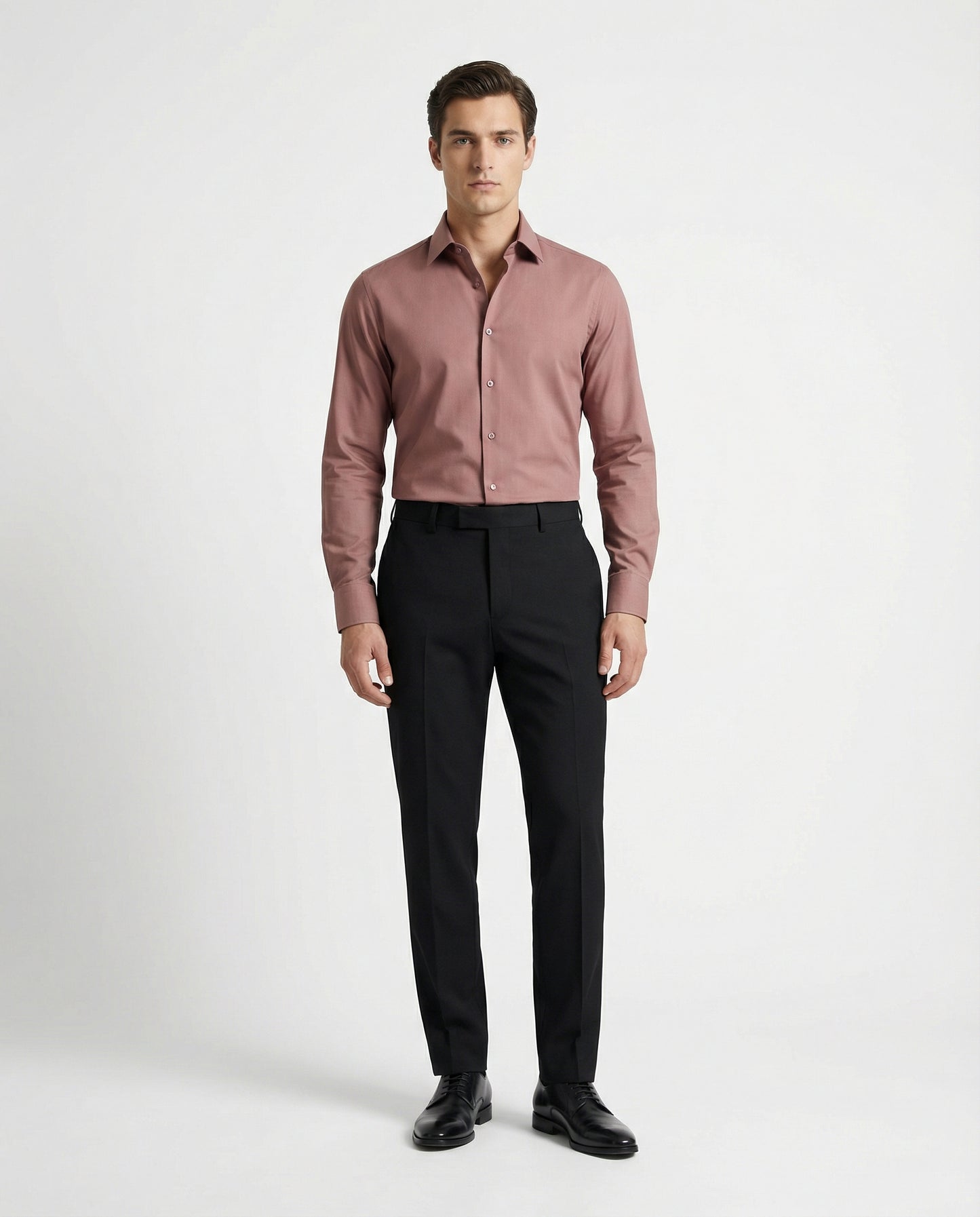 Men’s Safari Brown Formal Shirt with Black Tailored Trousers – Premium Office Wear Set