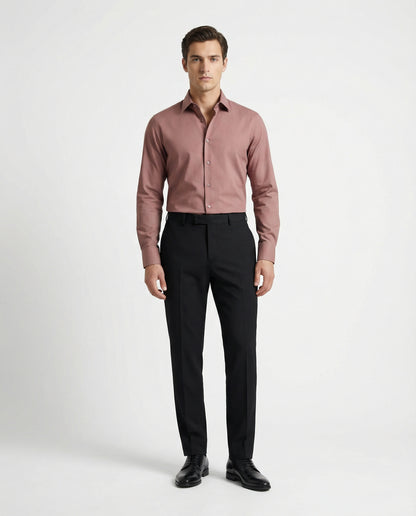 Men’s Safari Brown Formal Shirt with Black Tailored Trousers – Premium Office Wear Set