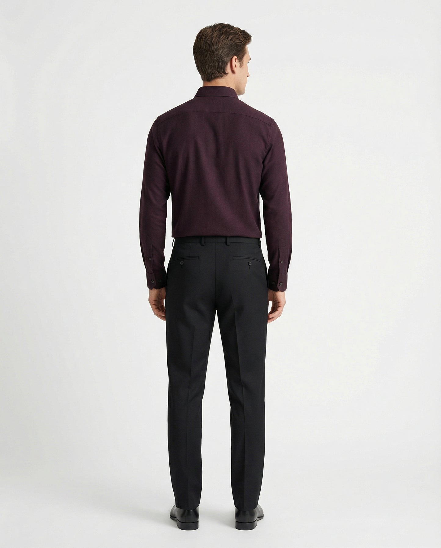 Men’s Black Cherry Formal Shirt with Black Tailored Trousers – Premium Office Wear Set