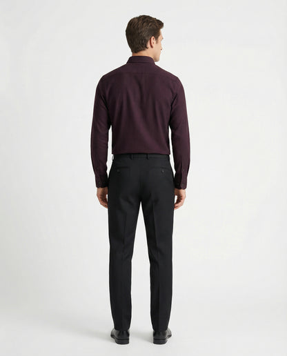 Men’s Black Cherry Formal Shirt with Black Tailored Trousers – Premium Office Wear Set