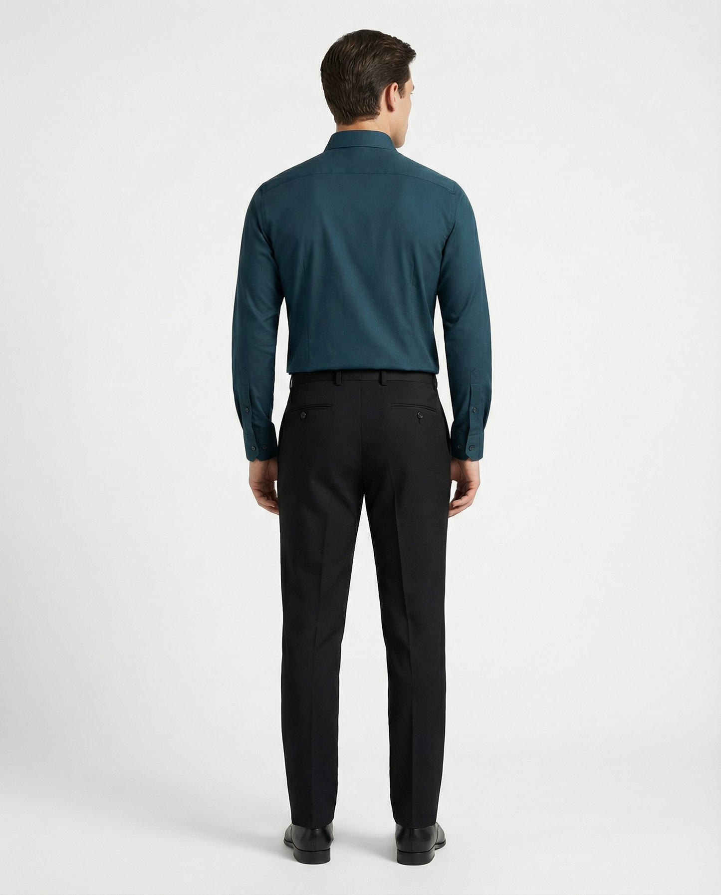 Men’s Coarse Wool Formal Shirt with Black Tailored Trousers – Premium Office Wear Set