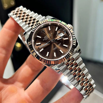 Luxury Silver Day-Date Watch for Men | Premium Stainless Steel Strap | Elegant Classic Design