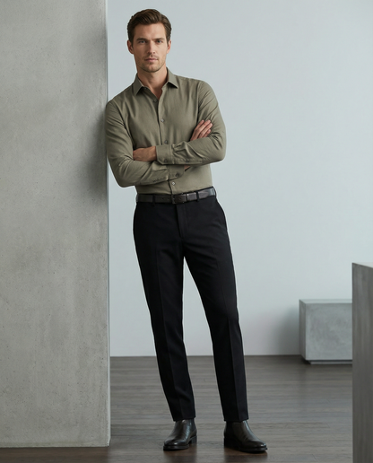 Men’s Gully Formal Shirt with Black Tailored Trousers – Premium Office Wear Set