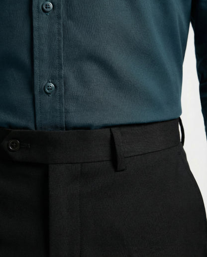Men’s Coarse Wool Formal Shirt with Black Tailored Trousers – Premium Office Wear Set