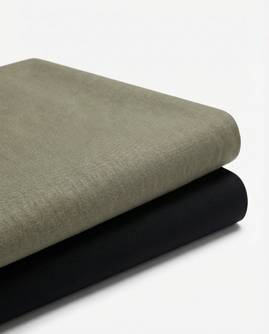 Men’s Blanched Thyme Formal Shirt with Black Tailored Trousers – Premium Office Wear Set