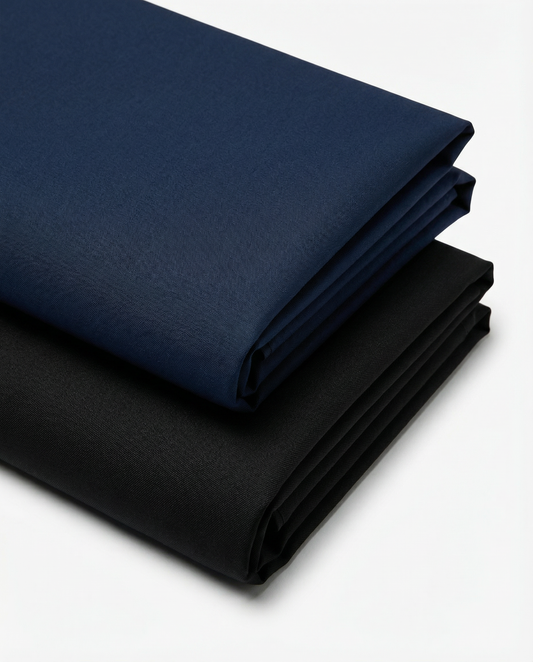 Men’s Crow Black Blue Formal Shirt with Black Tailored Trousers – Premium Office Wear Set