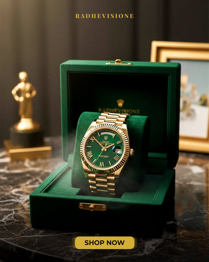 Yellow Gold Green Ombre Roman Numeral Dial