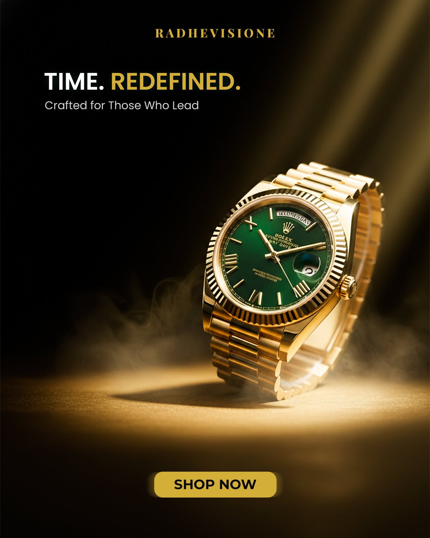 Yellow Gold Green Ombre Roman Numeral Dial