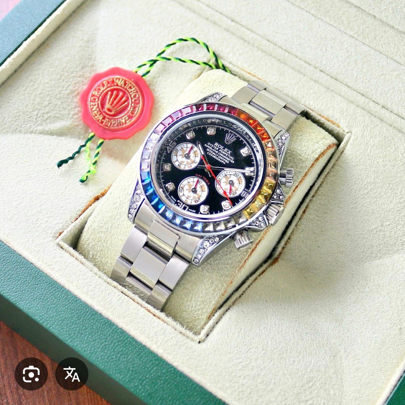 Premium Rainbow Diamond Bezel Stainless Steel Watch