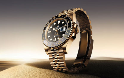 Premium GMT Style Gold Stainless Steel Watch – Black Dial Edition