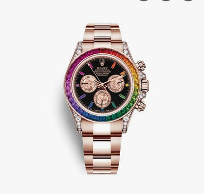 Premium Rainbow Diamond Bezel Stainless Steel Watch